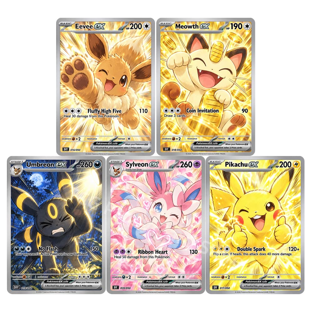 Japanese Fan - 5 stuks/set handgemaakte kaarten Engels Eevee